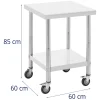 Galda darba virsma uz riteņiem 2 līmeņi 60 x 60 cm tērauds līdz 120 kg