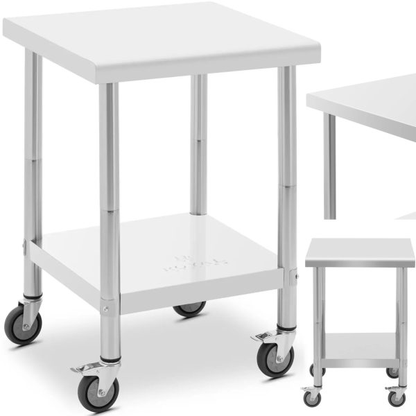 Galda darba virsma uz riteņiem 2 līmeņi 60 x 60 cm tērauds līdz 120 kg