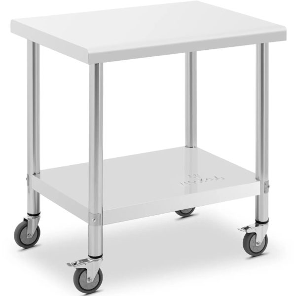 Galda darba virsma uz riteņiem 2 līmeņi 60 x 80 cm tērauds līdz 135 kg