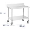 Galda sienas augšdaļa ar malu uz riteņiem 1 plaukts 100 x 60 cm līdz 155 kg