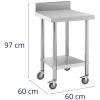 Galda darba virsma uz riteņiem ar 2. malas līmeni 60 x 60 cm tēraudam līdz 120 kg