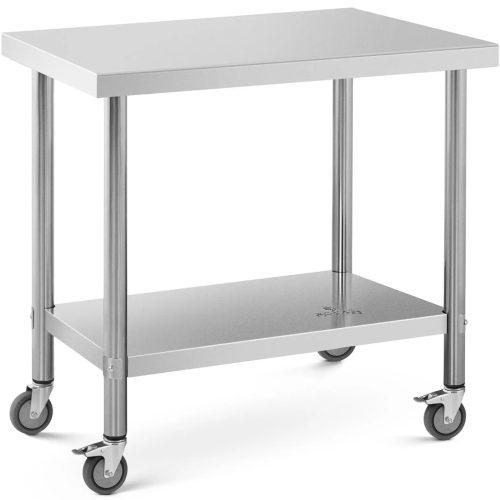 Galda darba virsma uz riteņiem 2 līmeņi 60 x 90 cm tērauds līdz 145 kg