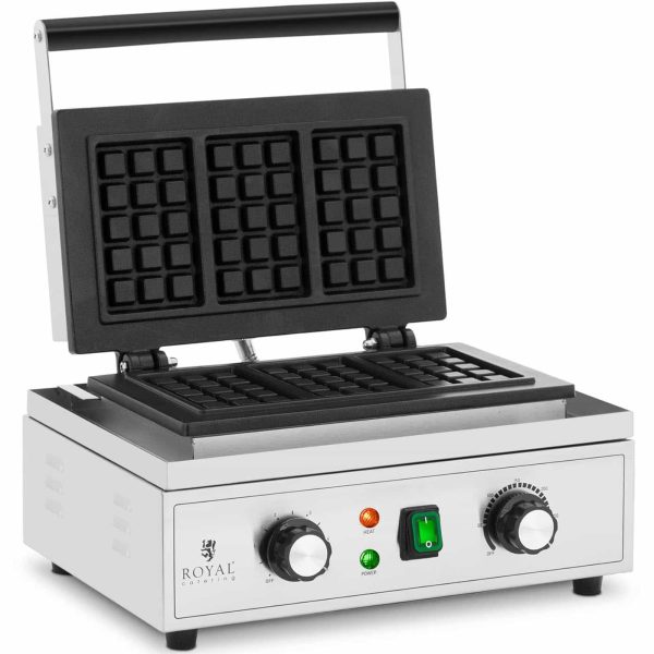 Taisnstūrveida vafeļu dzelzs 3 Beļģijas vafeļu teflon 1500 W