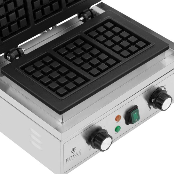 Taisnstūrveida vafeļu dzelzs 3 Beļģijas vafeļu teflon 1500 W