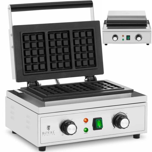 Taisnstūrveida vafeļu dzelzs 3 Beļģijas vafeļu teflon 1500 W