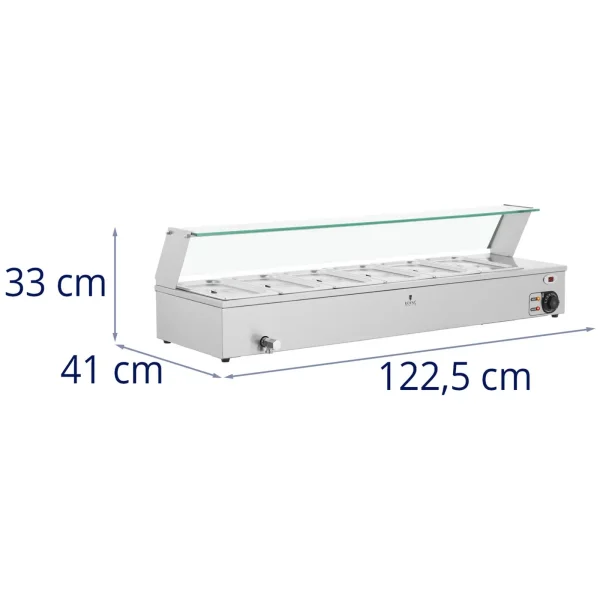 BEMAR sildītāja sildītāja sildīšanas bufete ar 6 x gn 1/3 2100 W pārsegu
