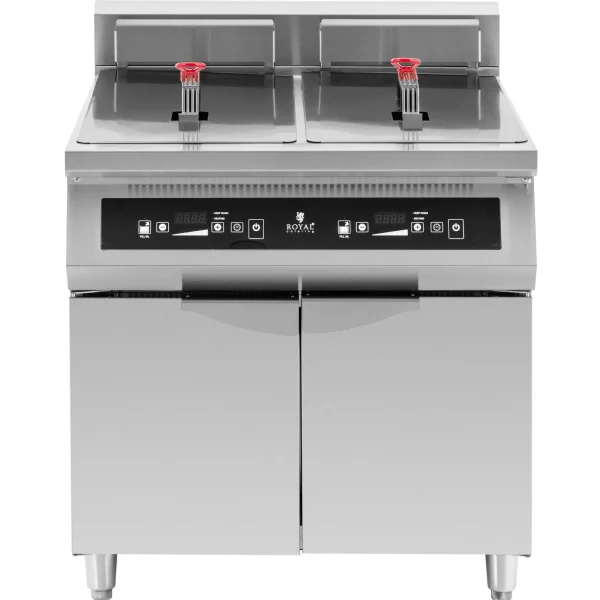 Divkārša indukcijas cepšanas ierīce ar 2 x 30 l 60-190 C 380 V 20000 W skapis