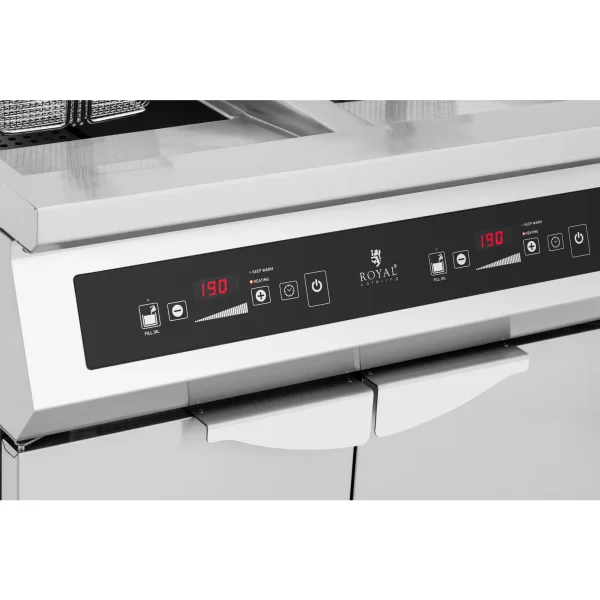 Divkārša indukcijas cepšanas ierīce ar 2 x 30 l 60-190 C 380 V 20000 W skapis