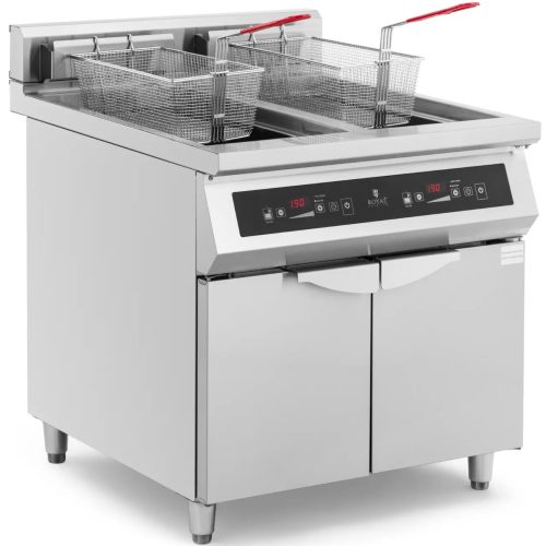 Divkārša indukcijas cepšanas ierīce ar 2 x 30 l 60-190 C 380 V 20000 W skapis