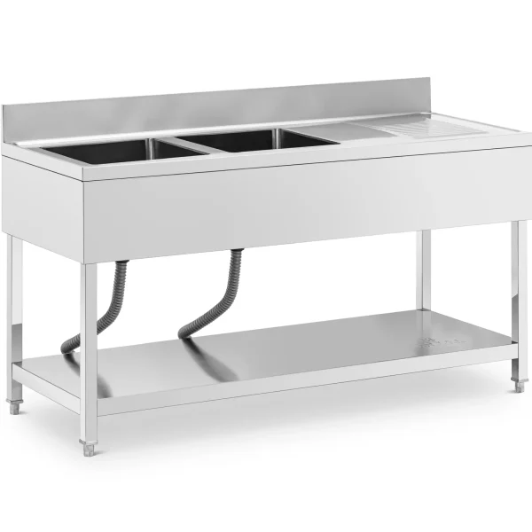 Divu ķemmīšu peldbaseins ar plaukta kanalizatoru un 160 x 60 x 97 cm malu
