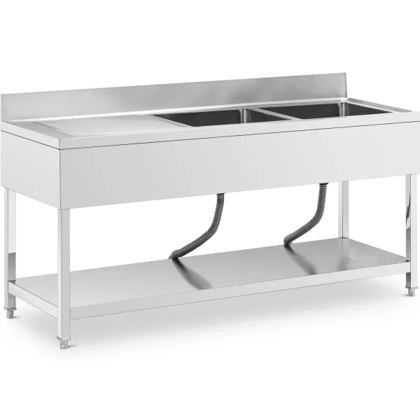Divu ķemmīšu peldbaseins ar plaukta kanalizatoru un 180 x 60 x 97 cm malu