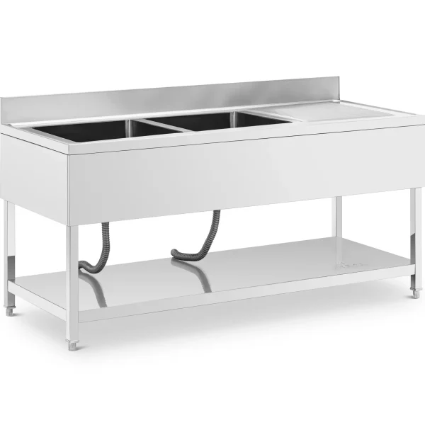 Divu ķemmīšu peldbaseins ar plaukta kanalizatoru un 180 x 70 x 97 cm malu