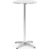 Galda joslu galds apaļš augsts saliekamais diametrs 60 cm 115 cm sudrabs