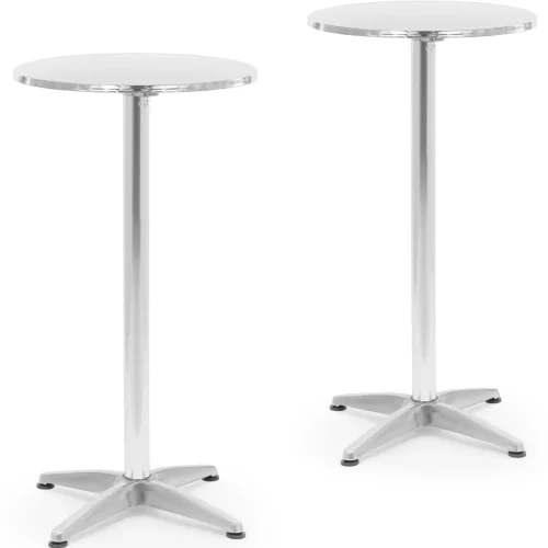 Galda joslu galds apaļš augsts saliekamais diametrs 60 cm 115 cm sudrabs - 2 gab.