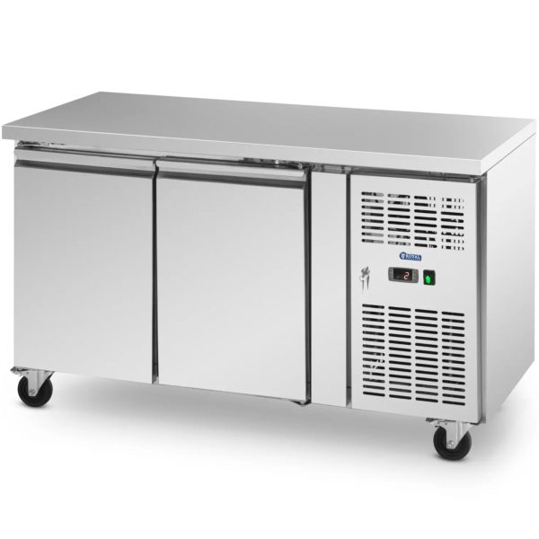 Gastronomijas saldēšanas galds uz riteņiem 2 kameras 260 L 136x70x85 cm