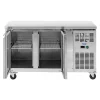 Gastronomijas saldēšanas galds uz riteņiem 2 kameras 260 L 136x70x85 cm