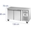 Gastronomijas saldēšanas galds uz riteņiem 2 kameras 260 L 136x70x85 cm