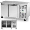 Gastronomijas saldēšanas galds uz riteņiem 2 kameras 260 L 136x70x85 cm