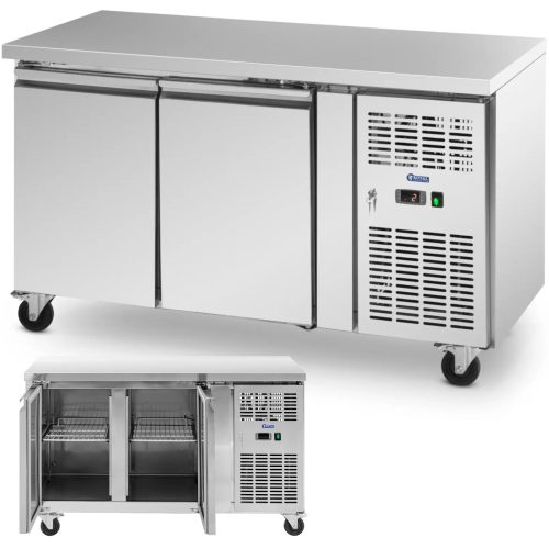 Gastronomijas saldēšanas galds uz riteņiem 2 kameras 260 L 136x70x85 cm