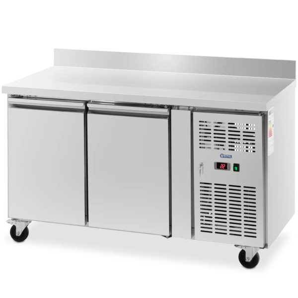Gastronomiskās saldēšanas galds ar malu uz riteņiem 2 kameras 260 L 136x70x95 cm