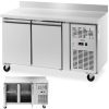 Gastronomiskās saldēšanas galds ar malu uz riteņiem 2 kameras 260 L 136x70x95 cm