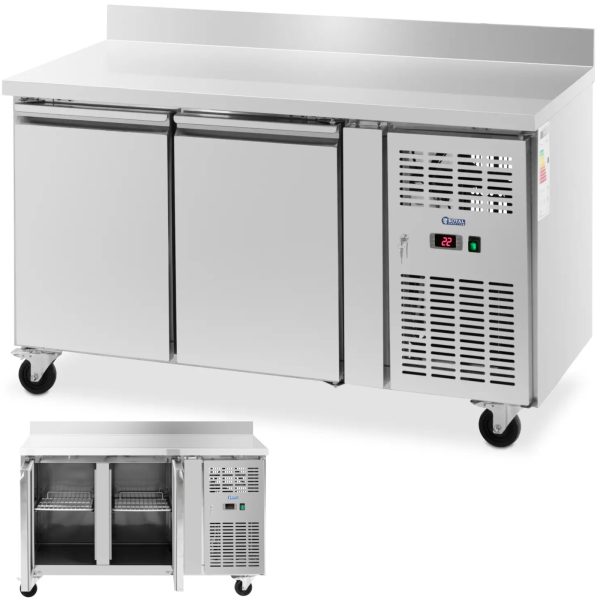 Gastronomiskās saldēšanas galds ar malu uz riteņiem 2 kameras 260 L 136x70x95 cm