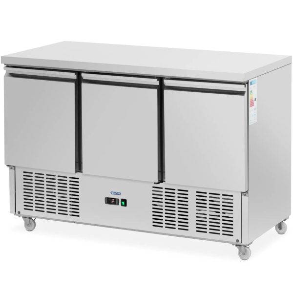 Gastronomijas saldēšanas galds uz riteņiem 3 kameras 360 l 137 x 70 x 95 cm