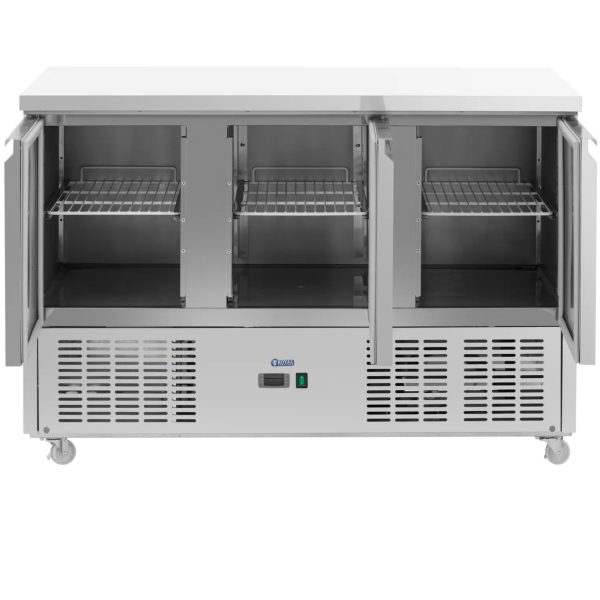 Gastronomijas saldēšanas galds uz riteņiem 3 kameras 360 l 137 x 70 x 95 cm