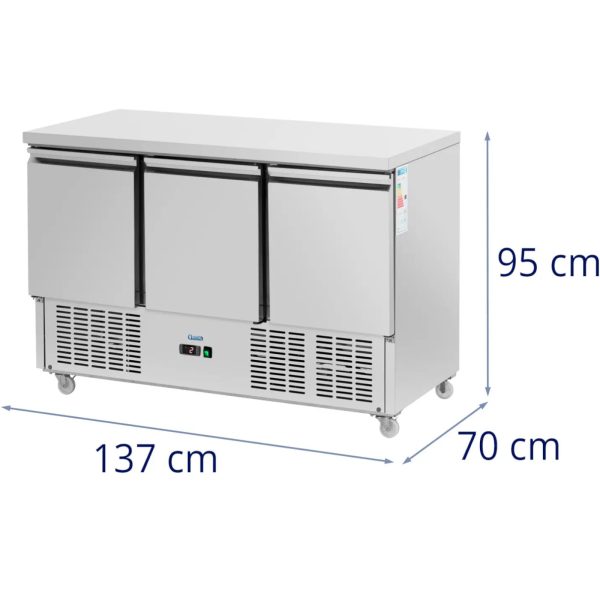 Gastronomijas saldēšanas galds uz riteņiem 3 kameras 360 l 137 x 70 x 95 cm