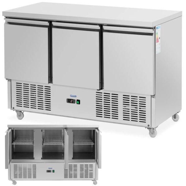 Gastronomijas saldēšanas galds uz riteņiem 3 kameras 360 l 137 x 70 x 95 cm