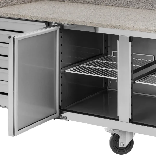 Pizzas saldēšanas tabula 2. palātas 7 atvilktnes uz riteņiem 390 l 202 x 80 x 100 cm