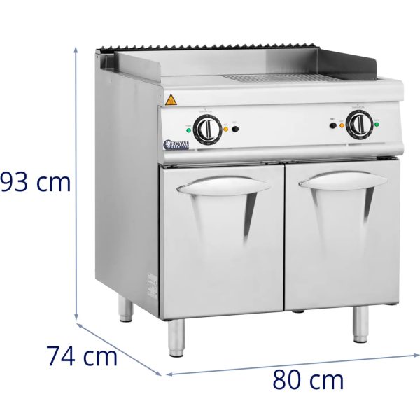 Divkārša elektriskā grila plāksne ar 73,5 x 55 cm 10,8 kW skapi