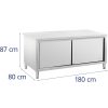Gastronomiskais galds ar skapja bīdāmām durvīm 180 x 80 x 87 cm līdz 500 kg