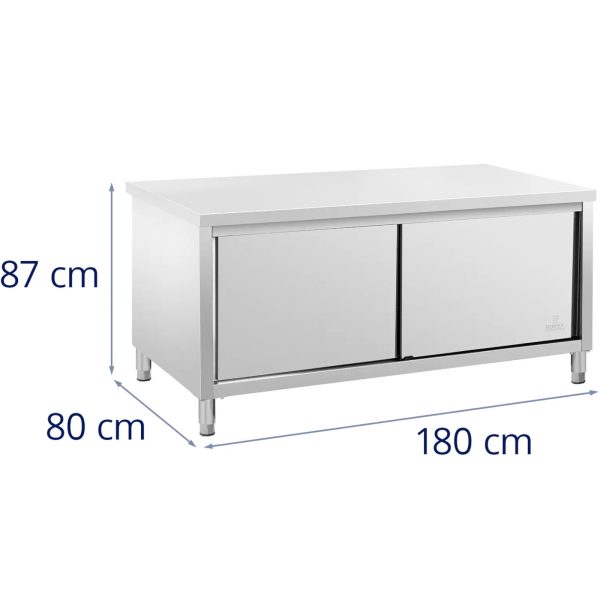 Gastronomiskais galds ar skapja bīdāmām durvīm 180 x 80 x 87 cm līdz 500 kg