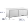 Gastronomiskais galds ar skapja bīdāmām durvīm 200 x 80 x 87 cm līdz 500 kg