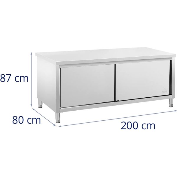 Gastronomiskais galds ar skapja bīdāmām durvīm 200 x 80 x 87 cm līdz 500 kg