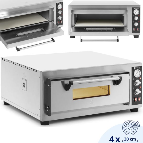 Elektriskā picas krāsns ar šamotas akmeni 4 picu diametrā 30 cm 4200 W