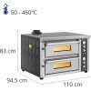 Divkārša picas cepeškrāsns ar kameru 8 picas diametrā 33 cm 400 V 8400 W