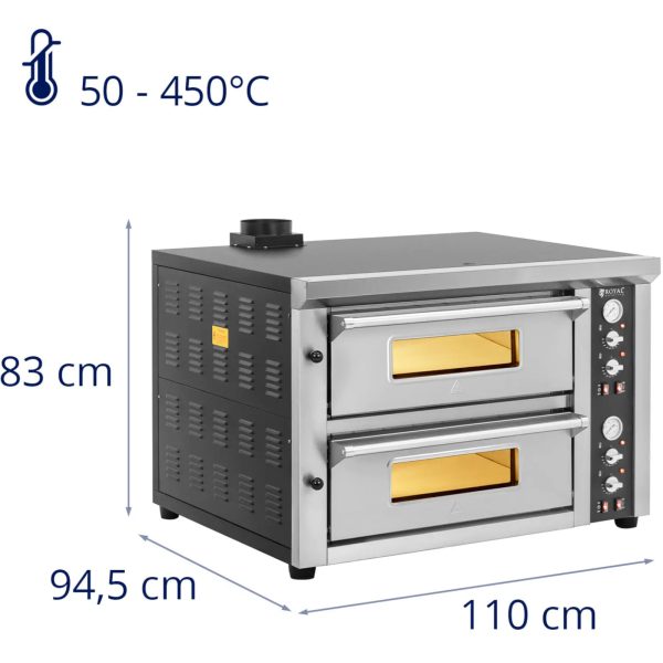 Divkārša picas cepeškrāsns ar kameru 8 picas diametrā 33 cm 400 V 8400 W