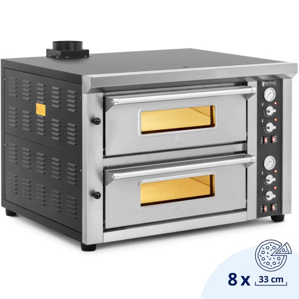 Divkārša picas cepeškrāsns ar kameru 8 picas diametrā 33 cm 400 V 8400 W
