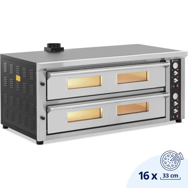 Divkārša picas cepeškrāsns ar šamotu uz 16 picas diametra 33 cm 400 V 16800 W