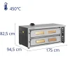 Divkārša picas cepeškrāsns ar šamotu uz 16 picas diametra 33 cm 400 V 16800 W