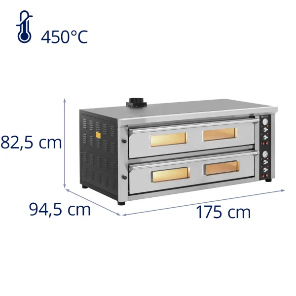 Divkārša picas cepeškrāsns ar šamotu uz 16 picas diametra 33 cm 400 V 16800 W