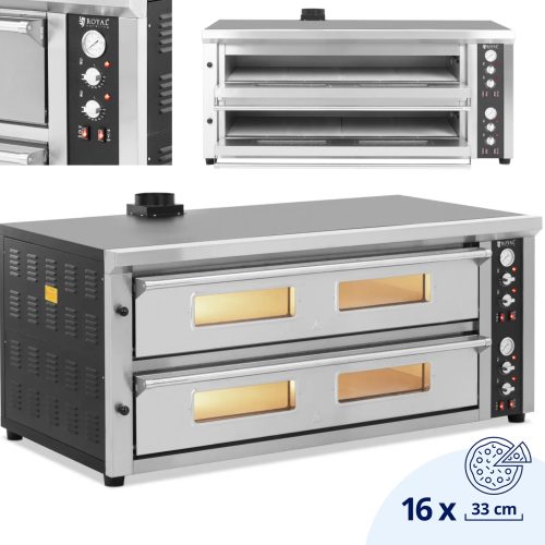 Divkārša picas cepeškrāsns ar šamotu uz 16 picas diametra 33 cm 400 V 16800 W