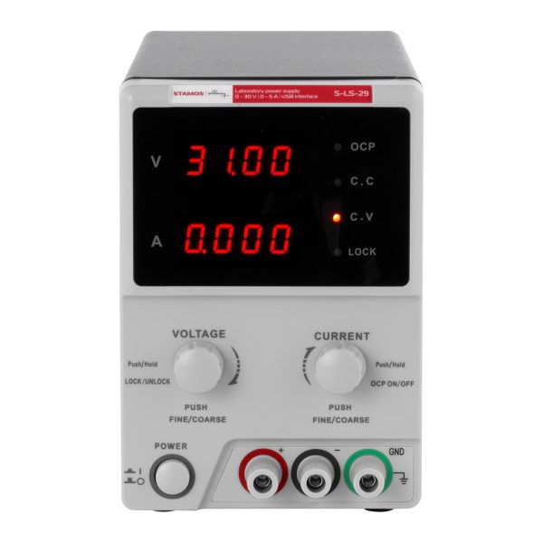Laboratorijas barošanas avots 0-30VDC 0-5A USB / RS232 + CD S-LS-29