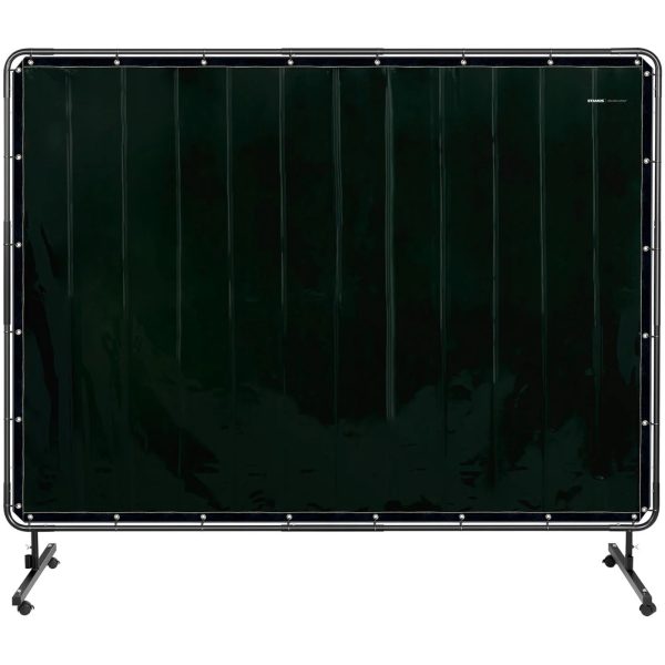 Aizsardzības metināšanas aizkaru ekrāns ar rāmi uz riteņiem 240 x 180 cm - melns