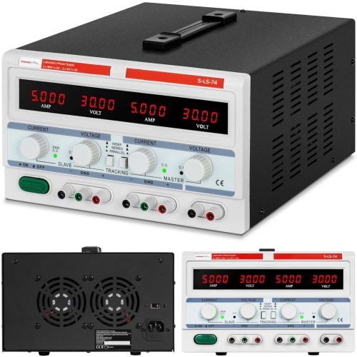 Pakalpojumu laboratorijas barošanas avots 3 kanāli 0-30 V 0-5 A DC