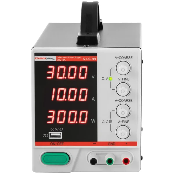 LED laboratorijas barošanas avots 0-30 V DC 0-10 A 300 W