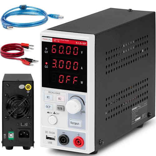 Pakalpojumu laboratorijas barošanas avots 0-60 V 0-3 A 180 W vadīja USB