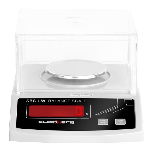 Precīzijas laboratorijas skala ar LED displeja stikla pārsegu 200g / 0,001g
